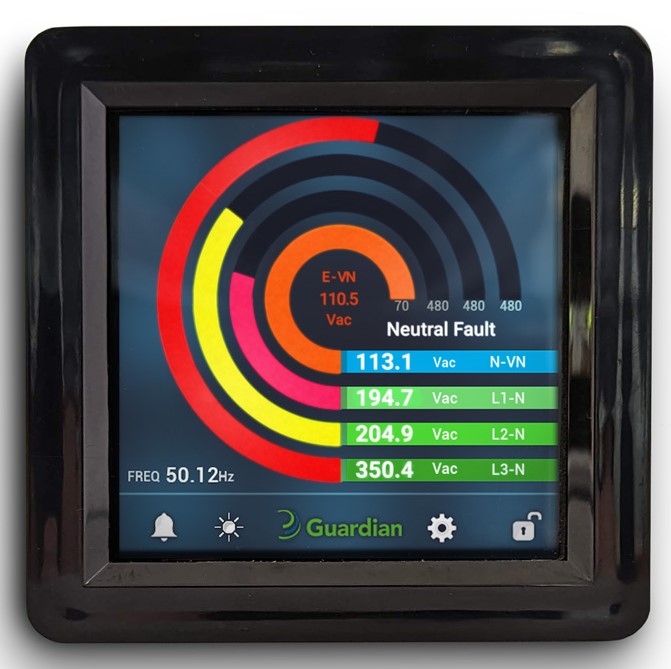 Guardian neutral fault detected display